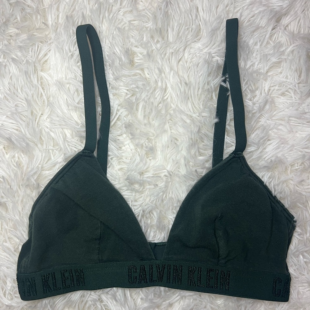 Calvin Klein Dark Green Bralette - Soft Support Women's Intimates